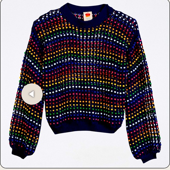 Farm Rio - Beaded Crochet Sweater - Multi-Color